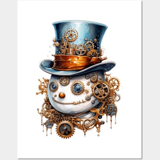 Steampunk Christmas Snowman Posters and Art